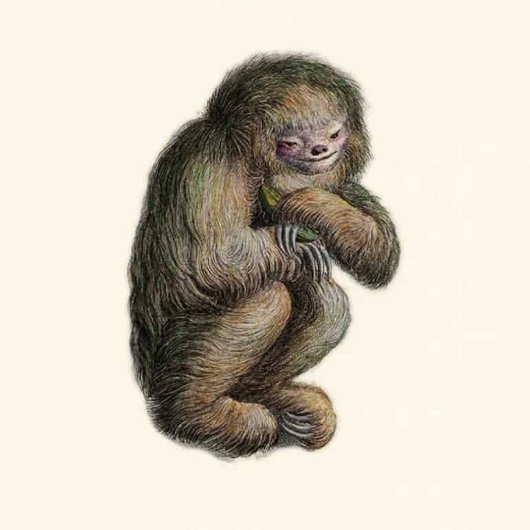 Blushing Sloth Behang Sepia