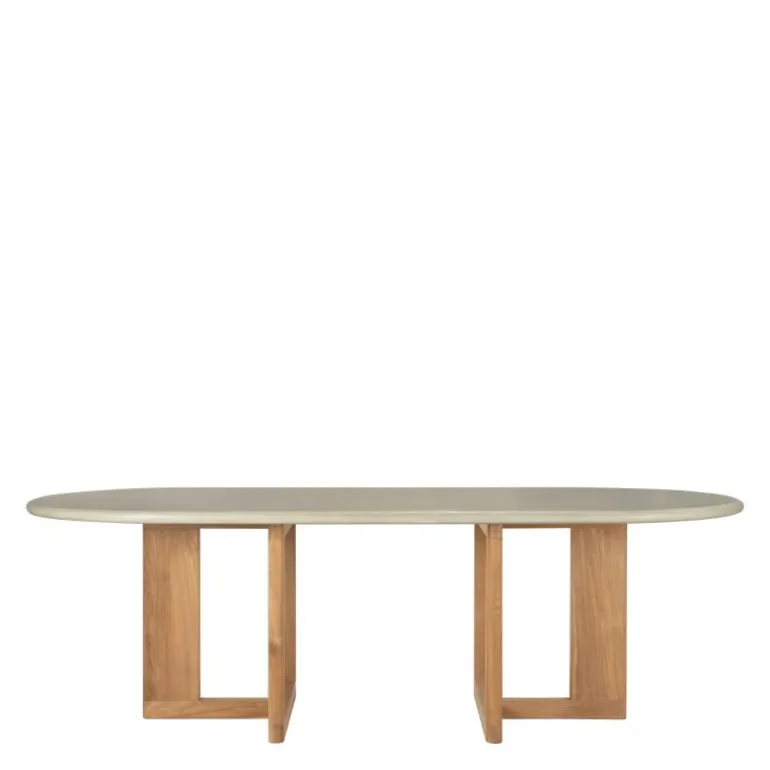 Trestle Outdoor Eettafel Concrete Teak