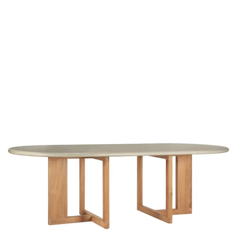 Trestle Outdoor Eettafel Concrete Teak