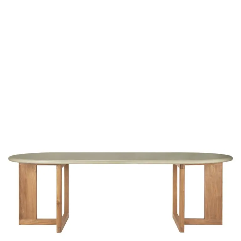 Trestle Outdoor Eettafel Concrete Teak